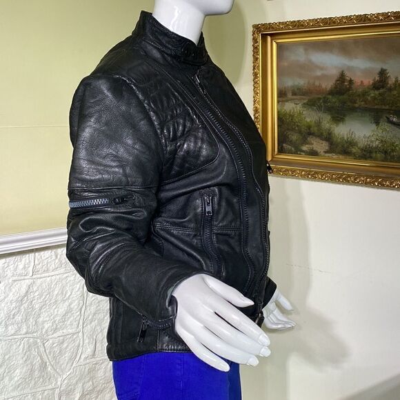 Vintage Hein Gericke AMF Harley Davidson Motorcycle Racing Black Leather Jacket - Picture 4 of 16